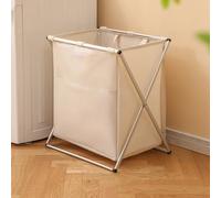Panier a Linge Pliable avec Poignée, Support en Alliage D'aluminium, Tissu Oxford Imperméable, Panier Linge avec Poches Latérales, pour Buanderie Chambre Salle de Bain(40 * 38 * 57cm)