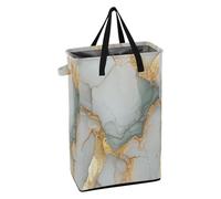 Panier à linge pliable avec poignées pour adolescente, fille, panier à linge sale pour chambre à coucher, marbre doré, blanc