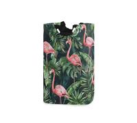 Panier à linge pliable Flamingo Monstera, sac étanche avec poignées rembourrées pour salle de bain, chambre à coucher, décoration intérieure