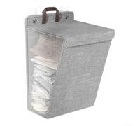 Panier à Linge Pliable Grande Capacité 90L avec Couvercle - Rangement Vêtements Sale en pour lin et PP pour Buanderie, Salle de Bain, pour chambre - pour confortable 48x36cm(gray)