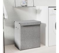 PANIER À LINGE PLIABLE GRIS 51X34,5X59 CM TISSU EN FAUX LIN