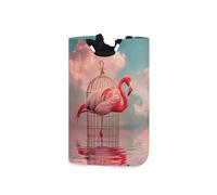 Panier à linge pliable motif oiseaux du lac Flamingo, sac étanche avec poignées rembourrées pour salle de bain, chambre à coucher, décoration d'intérieur