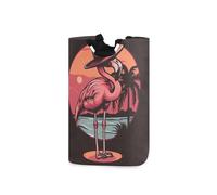 Panier à linge pliable Pink Flamingo Island (2), sac étanche avec poignées rembourrées pour salle de bain, chambre à coucher, décoration intérieure