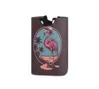 Panier à linge pliable Pink Flamingo Island (3), sac étanche avec poignées rembourrées pour salle de bain, chambre à coucher, décoration intérieure