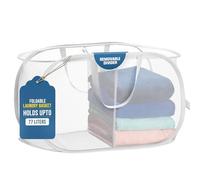 Panier à linge pliable - Popup et pliable, matériau en maille durable, se replie pour le rangement, poignées de transport faciles - Excellent panier pour dortoir, buanderie ou voyage (blanc, 2