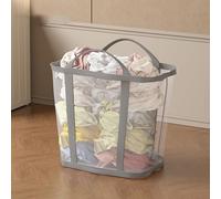 Panier à Linge Pliable, Sac en Maille Grande Capacité, Sacs Fourre-tout Respirants, pour Salle de Bain Familiale, Jouets de Piscine, Articles Essentiels pour Les Vacances à la Plage(Grey,S)
