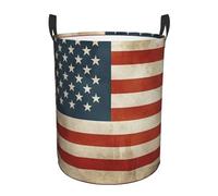 Panier à linge pliable vintage drapeau américain américain panier à linge autoportant avec poignées Panier à linge pliable pour salon, chambre à coucher