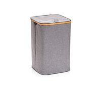 Panier à Linge Polyester/Bamboo Gris, Polyester, gris, 33 x 33 x 50 cm