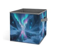 Panier à linge pour la maison, les champs de glace couverts par Aurora, boîte de rangement imprimée adaptée pour la maison, la salle de bain, la chambre à coucher, boîte de rangement pour vêtements