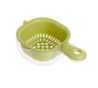 Panier à linge pour légumes, passoire de cuisine, petit bac de vidange double couche et panier avec poignée pour égoutter (vert)