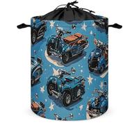 Panier à linge pour moto, panier à linge imperméable avec poignées, organiseur à linge portable, panier à linge pliable pour buanderie, 44 cm, blanc, 17.3x17.3 Inches, Transitionnel