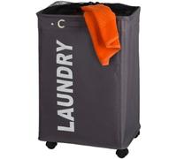 Panier à linge pour salle de bain - Carré - Tissu polyester 79 litres - Gris WENKO