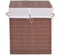 Panier à Linge Rectangulaire Bambou Marron Chariot à Linge Corbeille vidaXL