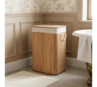 Compactor Coffre à linge bambou naturel pliable avec couvercle et poignées