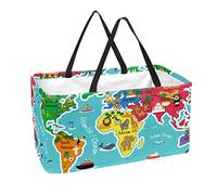 Panier à linge rectangulaire en tissu Motif carte du monde