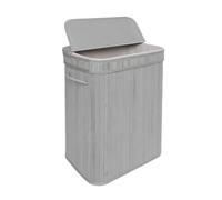 Panier à linge Relaxdays avec couvercle, en bambou, 72 l, pliable, H x l x P : 60 x 40 x 30 cm, salle de bains, gris