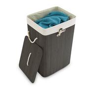 Panier à linge Relaxdays bambou, rectangulaire, 83 L, pliable, avec couvercle, H x L x P 65,5×43,5×33,5 cm, noir