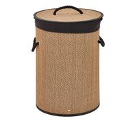 Panier à linge rond en bambou 48L STEMY beige et noir - 5five