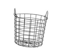 Panier à linge rond en fer pour enfants, rangement de jouets divers, panier à linge pour la maison, le garde-manger, l'organisation de la chambre - Noir