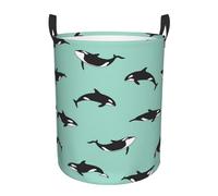 Panier à linge rond imprimé baleine de l'océan Pacifique, avec poignées, résistant à l'eau, utilisé pour le rangement dans la chambre à coucher