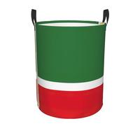 Panier à linge rond imprimé drapeau de la République tchétchène, avec poignées, résistant à l'eau, utilisé pour le rangement dans la chambre