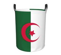 Panier à linge rond imprimé drapeau de l'Algérie avec poignées, résistant à l'eau, utilisé pour le rangement dans la chambre