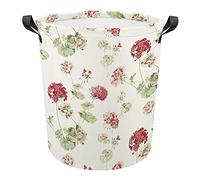 Panier À Linge Rond Laura Ashley Géranium Canneberge Pliable Sac À Linge Durables Sac À Linge Pliable, Pour Vêtements Stockage, Salle De Bain, Jouets