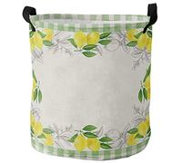 Panier À Linge Rond Plaid Vert Citron À Carreaux Buffalo, Style Champêtre Estival Corbeille À Linge Pliable Avec Anse Organiser Paniers Pour Vêtements, Pour Jouets, Salle De Bain, Salon, 60L