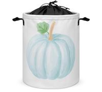 Panier à linge rond pliable avec cordon de serrage pour chambre à coucher et salle de bain Motif citrouille Vert menthe