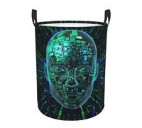 Panier à linge rond pliable avec intelligence artificielle, motif cerveau, grand vêtement, organiseur de jouets pour salle de bain, chambre à coucher