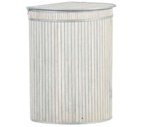 Panier à Linge Rond Zippé avec Deux Compartiments 60 cm en Bambou Gris Badulla