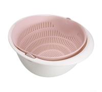 Panier à linge rotatif double couche avec passoire amovible pour fruits et légumes, plateau de drainage de cuisine antidérapant en polypropylène pour le rinçage du riz et la préparation des aliments