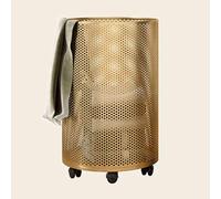 Panier à Linge Roulant, Panier à lessive en métal, paniers à Linge à 360 ° avec Roues, Grande capacité 30/50/70L, pour Le Salon, Salle de Bain, Placard (Or, 32x45cm / 13x18in)