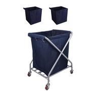 Panier a Linge Roulette en Forme de X, Chariot Menage Chariot à Roulettes Pliable, pour Hôtels, Familles D'accueil et Maisons(Blue)