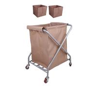 Panier a Linge Roulette en Forme de X, Chariot Menage Chariot à Roulettes Pliable, pour Hôtels, Familles D'accueil et Maisons(Beige)