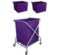 Panier a Linge Roulette en Forme de X, Chariot Menage Chariot à Roulettes Pliable, pour Hôtels, Familles D'accueil et Maisons(Purple)