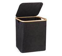 Panier à linge sale à couvercle-Paniere Bac a linge sale bambou pliable avec poignes-40 x 33 x 45 cm Grande Capacité Corbeilles à