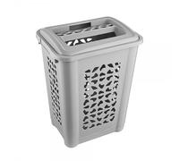 Panier à linge sale avec couvercle et fente 60 litres - Gris