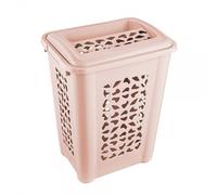 Panier à linge sale avec couvercle et fente 60 litres - Rose