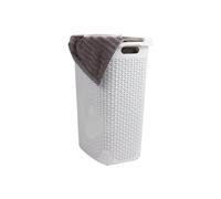 Panier à linge sale avec design tressé, blanc, 55 l avec couvercle - Panier à linge en polypropylène, 39,5 x 63,5 x 36 cm