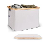 Panier a Linge en Tissu Sans Couvercle 40L Utile Etagère Kallax - Corbeille a Linge Enfant Dressing Panier Cadre Bambou Boîte Casier Cube de Rangement Jouets Pliable