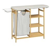 Panier à linge sale Homcom 57,4 L en bambou avec planche à repasser et 3 étagères, naturel Natural Wood