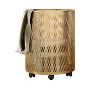 Panier a Linge sur Roulettes Pivotantes à 360°, Panier a Linge Sale Grande Capacité, Laundry Basket en Fer Robuste pour Chambre, Salle de Bain et Dortoir(Gold,35 * 32cm/14 * 13in)