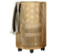 Panier a Linge sur Roulettes Pivotantes à 360°, Panier a Linge Sale Grande Capacité, Laundry Basket en Fer Robuste pour Chambre, Salle de Bain et Dortoir(Gold,25 * 32cm/10 * 13in)