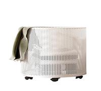 Panier a Linge sur Roulettes Pivotantes à 360°, Panier a Linge Sale Grande Capacité, Laundry Basket en Fer Robuste pour Chambre, Salle de Bain et Dortoir(White,45 * 32cm/18 * 13in)