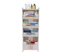 Panier à linge sur roulettes, pliable, à 4 niveaux, en plastique, pour vêtements et jouets