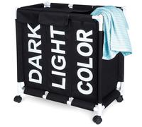 Panier à linge sur roulettes, trois compartiments, 137 l