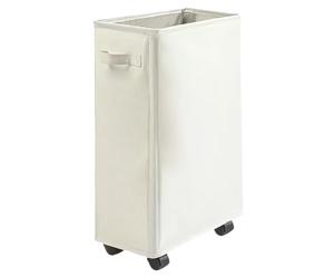 Panier à Linge sur Roulettes: WIYETY Chariot Linge 4 Pièces Roulettes et 1 Pièces Freins, Corbeille à Linge Pliant à Roulettes Bac à Linge Rectangulaire pour Salle de Bains de Chambre à Linge (Beige)