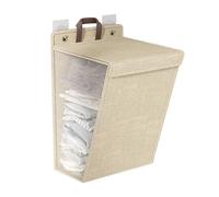 Panier à linge suspendu mural, espace pliable Sauveillance de laveuse sale Organisateur Dirty Clothes Panier avec poignée pour chaussures serviettes (Taille beige l)