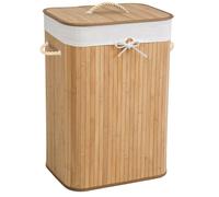 Panier à linge - TECTAKE - Panier à linge 72 L en bambou avec couvercle et sac, 42 x 31,5 x 60 cm - Beige